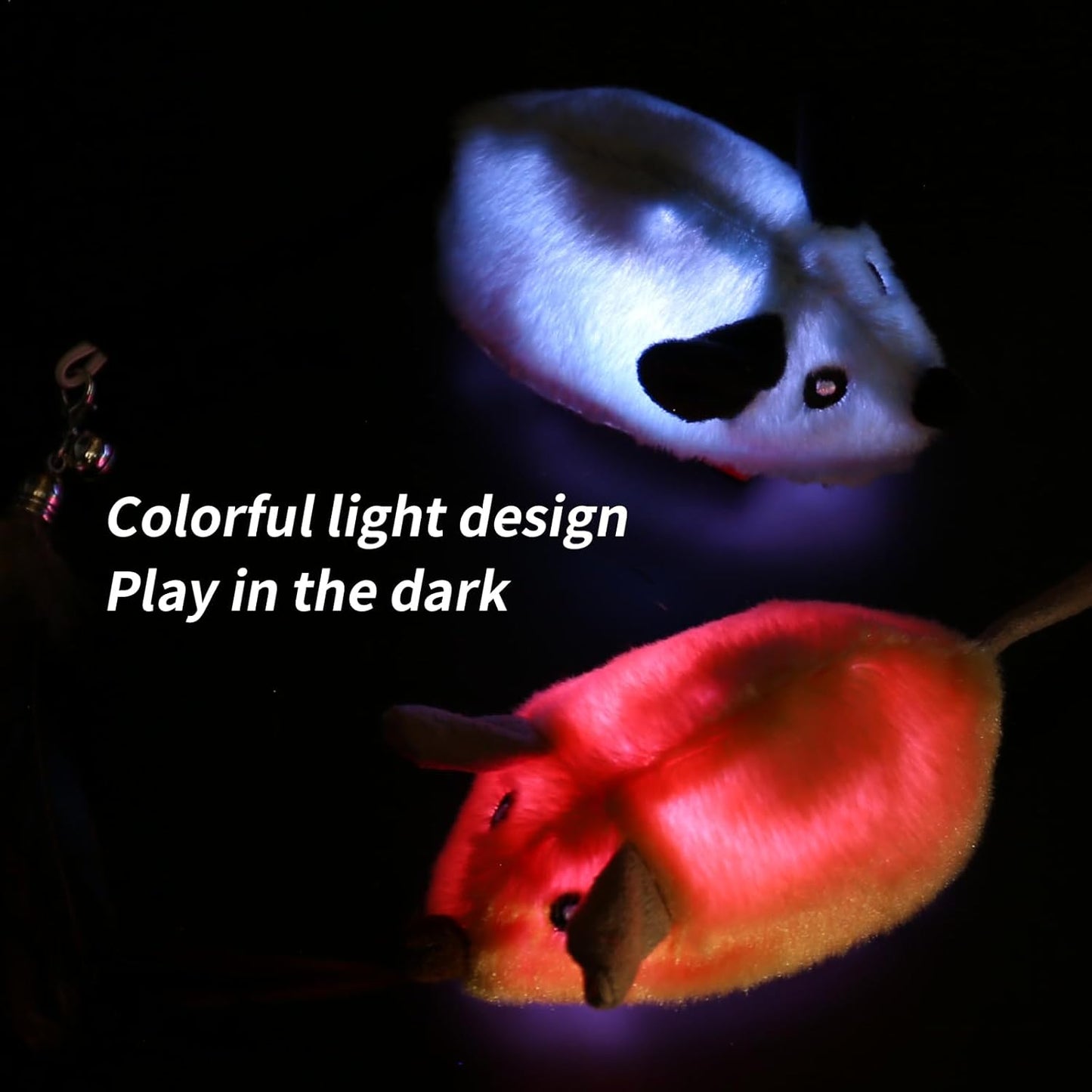 Interactive Cat Toys Mouse for Indoor Cats Rechargeable LED Cat Mouse Toy Feather Bell Tail Lifelike Electric Automatic Moving Mouse Cat Toy for All Breeds Cat Boredom Exercise